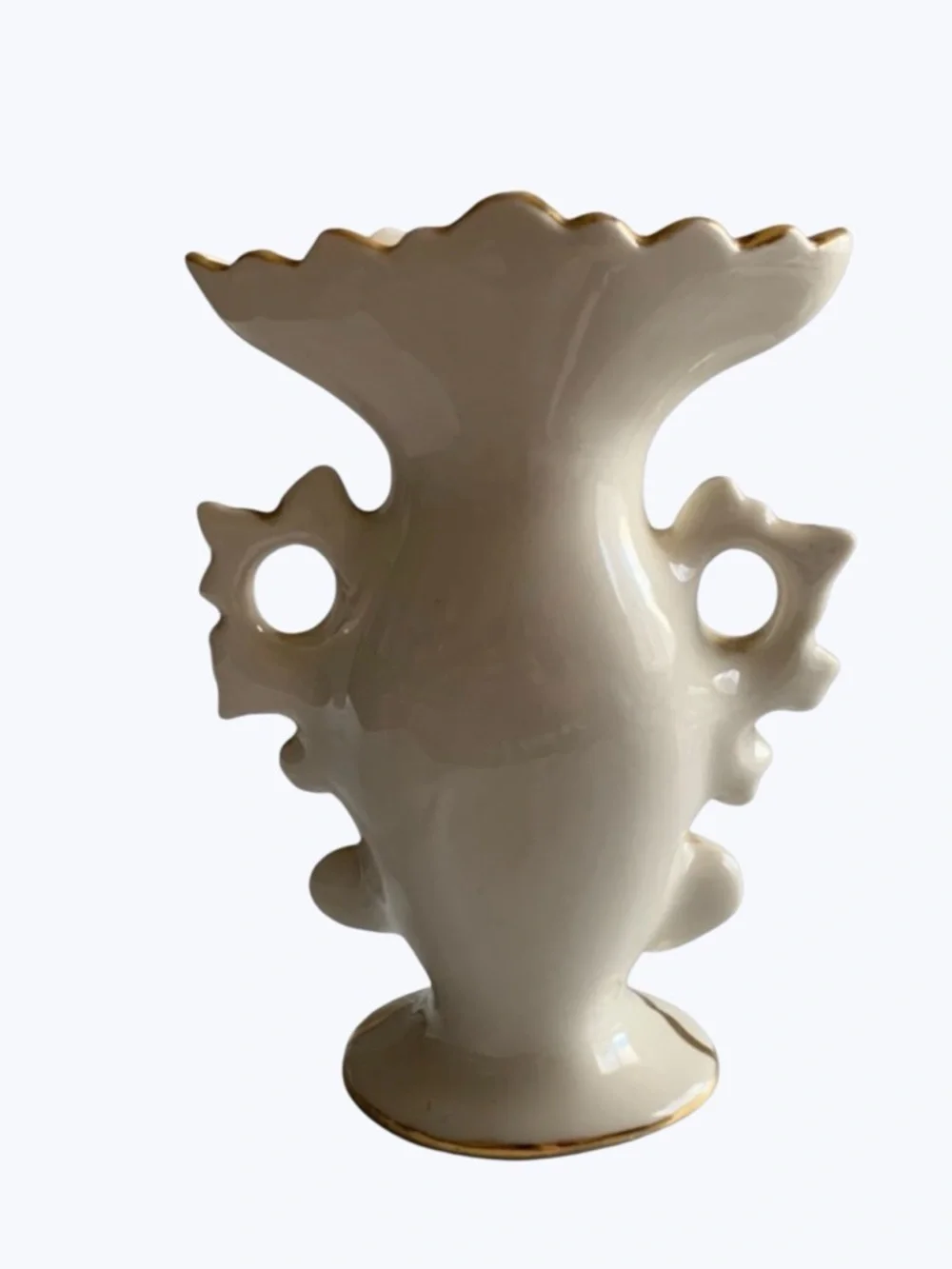 Vintage Weisley Porcelain Double Handle Floral Bud Vase - Picture 6 of 8